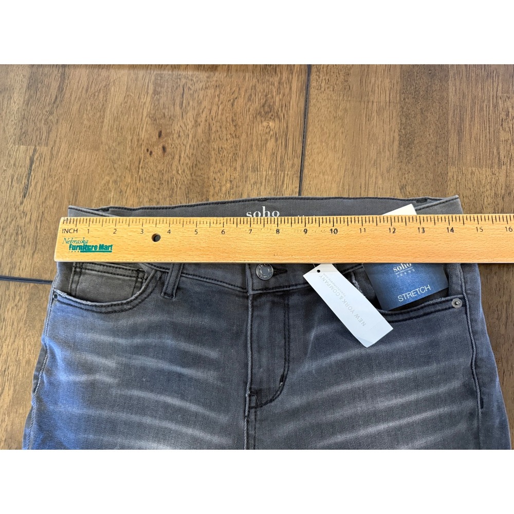 New York & Company SOHO Jeans Ankle Legging Faded Black Raw Hem Size 10 NWT - Picture 3 of 7